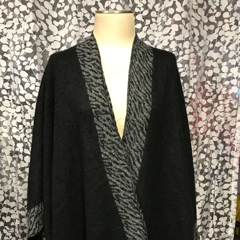 Grey and black poncho vest